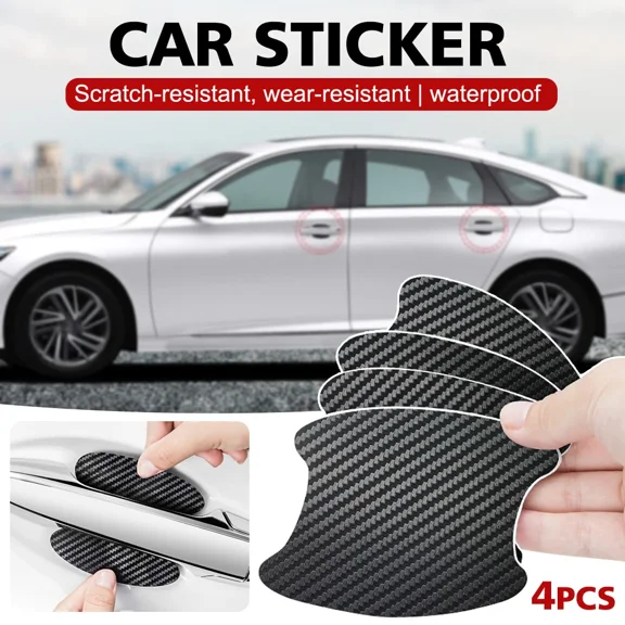 Carbon Fiber Car Door Handle Protector Film Anti-Scratch Sticker Accessories 4X