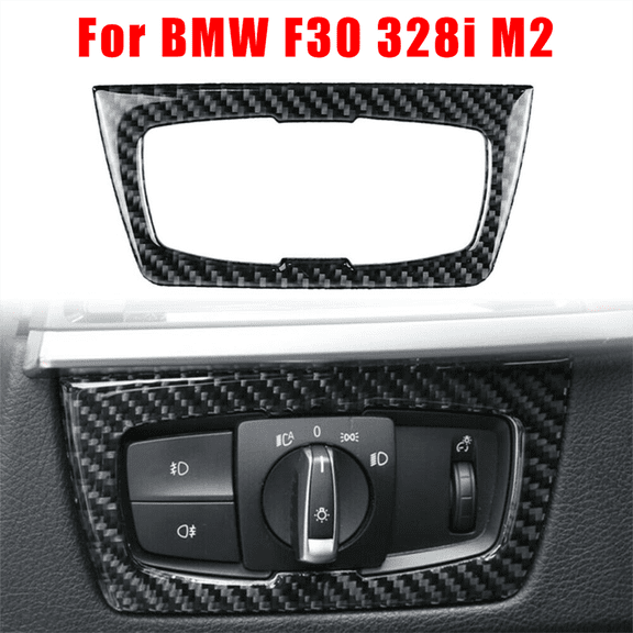 Carbon Fiber Car Front Headlight Switch Frame Interior Trim For BMW M3 F30 F80