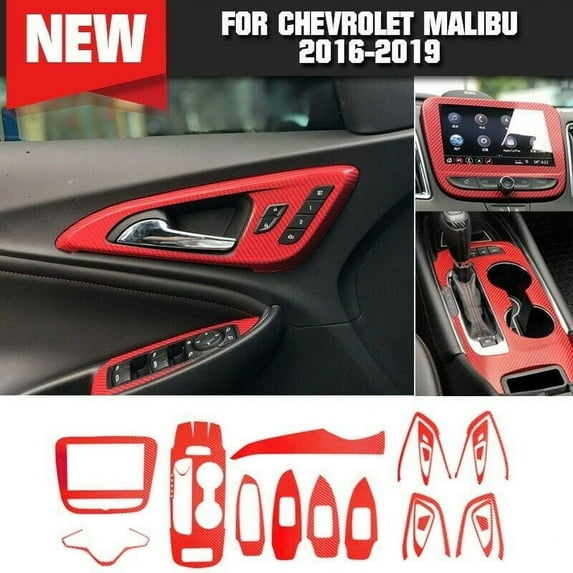 Carbon Fiber Car Interior Decor Red Trim Sticker for Chevrolet Malibu 2016-2019
