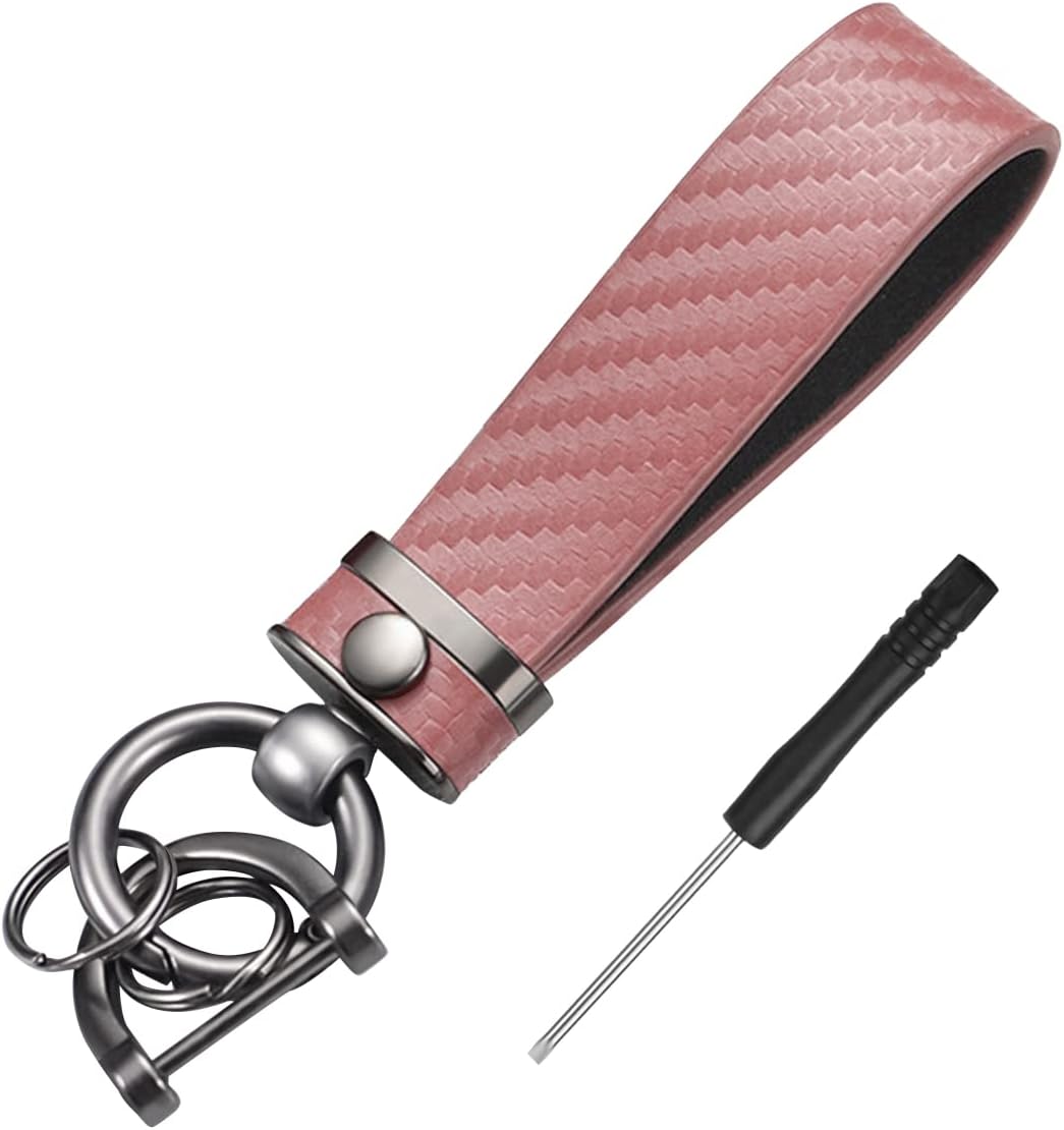 Carbon Fiber Car Keychain, Car Accessories Microfiber Leather Car Key ...