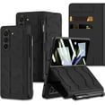thumbnail image 1 of Carbon Fiber Case Compatible Samsung Galaxy Z Fold 5 Wallet Case with Hinge Protection (Pen Slot),Shockproof Protective Card Holder Cover Anti-Drop Leather Stand Case Samsung Z Fold 5 Case Men, 1 of 7
