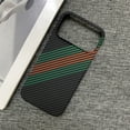 thumbnail image 1 of Carbon Fiber Case for iPhone 13, Support Wireless Charging, Aramid Weave Thin & Light Cover with a Caseless Feel, Colorful Stripes Design Drop Protection, A, 1 of 9
