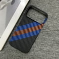 thumbnail image 1 of Carbon Fiber Case for iPhone 15 Pro Max, Support Wireless Charging, Aramid Weave Thin & Light Cover with a Caseless Feel, Colorful Stripes Design Drop Protection, B, 1 of 9