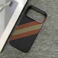 thumbnail image 1 of Carbon Fiber Case for iPhone 16 Pro Max, Support Wireless Charging, Aramid Weave Thin & Light Cover with a Caseless Feel, Colorful Stripes Design Drop Protection, C, 1 of 9