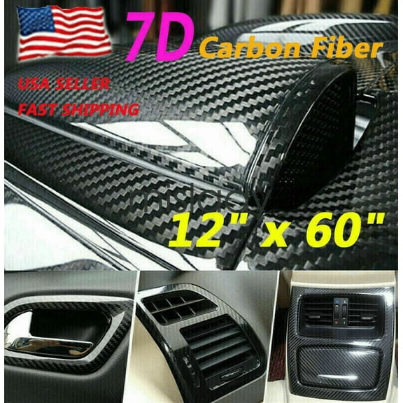 Carbon Fiber Center Console Wrap Sticker Armrest Cup Holder Panel Trim Interior