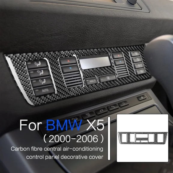 Carbon Fiber Central Air Conditioning Control Panel Decorative Cover For BMW X5 E53 2000-2006 Car Interiors Accessories Sticker.