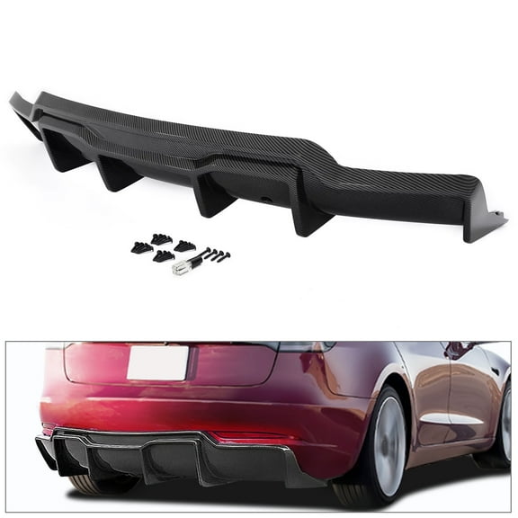 Carbon Fiber Color Rear Bumper Diffuser Lip Cover For Tesla Model 3 2017-2023