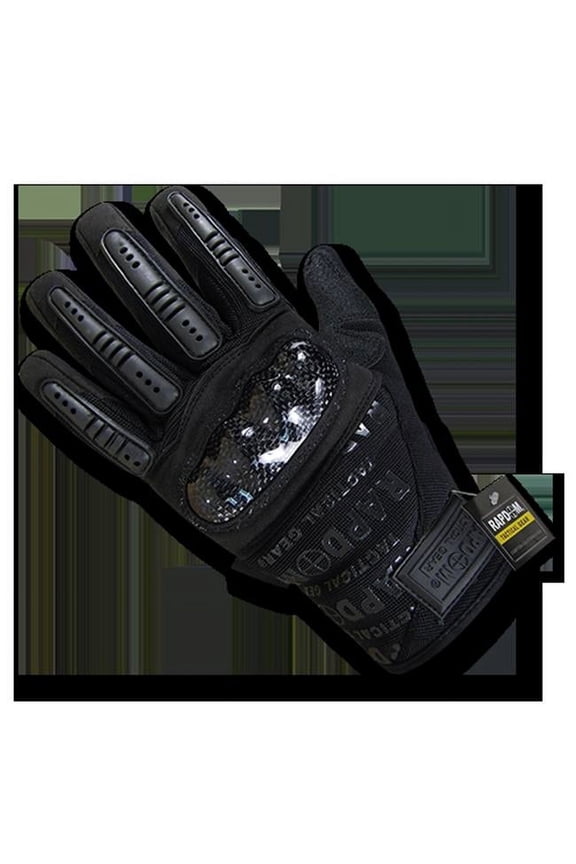 Carbon Fiber Combat Gloves, Black - Small