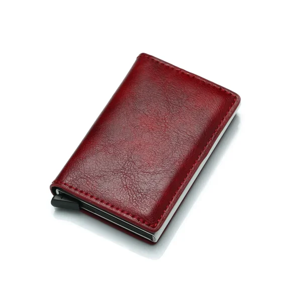 Carbon Fiber Credit Card Holder Wallet for Men RFID Smart Metal Thin Slim Pop Up Minimalist Small Black Purse Metal Case