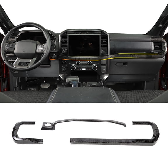 Carbon Fiber Dashboard Center Console Dash Strip Trim For Ford F150 21+ Interior