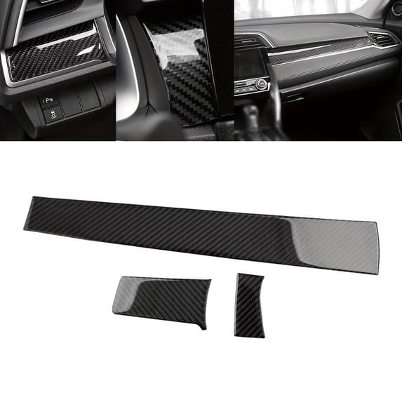 Carbon Fiber Dashboard Trim Sticker for Honda Civic 2016–2021, Center Console Interior Cover, Scratch-Resistant