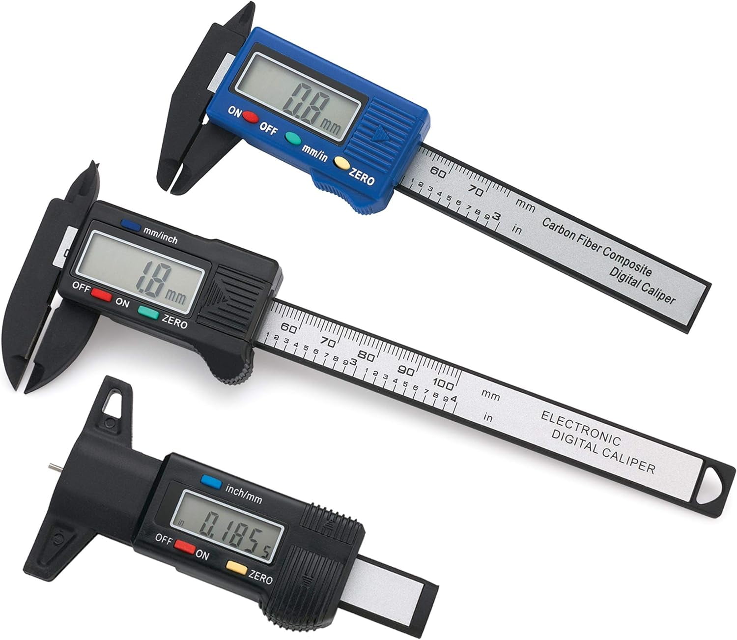 Carbon Fiber Digital Caliper & Depth Gauge Set 3Piece