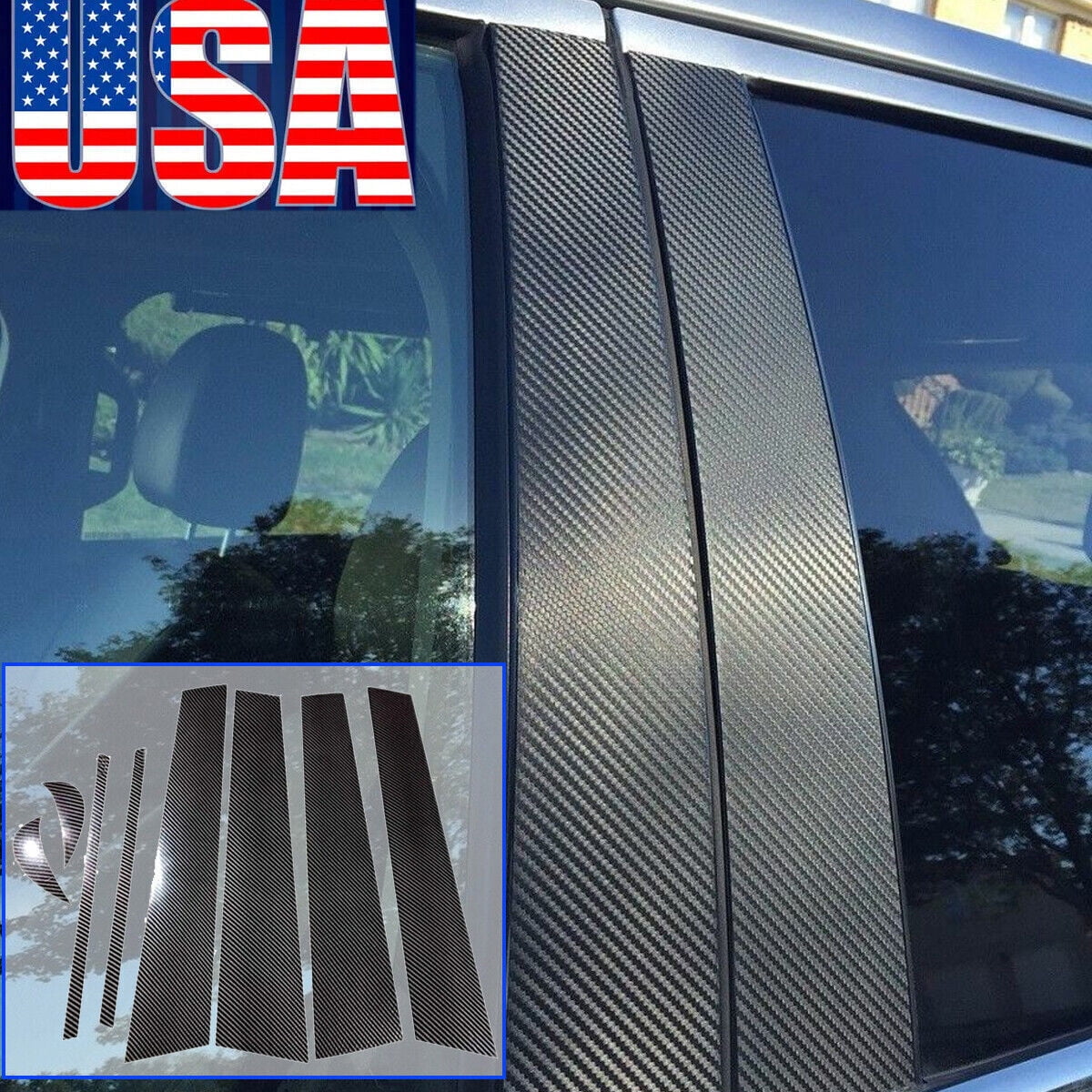 Carbon Fiber Door Window Switch Trim For Ford Explorer 2014-2019 - 4 Piece Black Interior Panel Cover Set