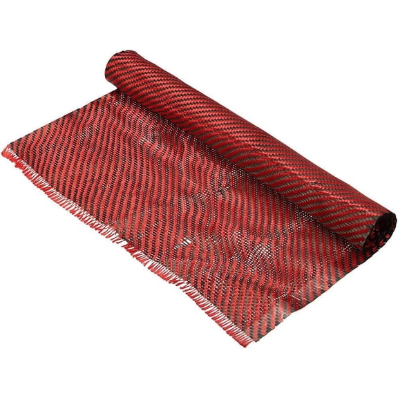 Carbon Fiber Fabric Cloth,Carbon Fiber Twill Weave Cloth for Furniture Upholstery Sports Equipment Tables DIY 34.2cm x 153cm,Red