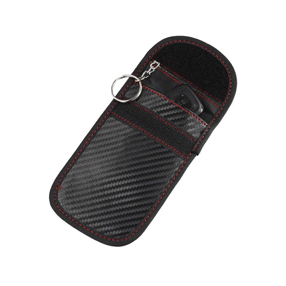 Carbon Fiber Faraday Pouch for Car Key Fob, RFID Signal Blocking Bag, Anti-Theft Keyless Entry Car Key Signal Blocker Sleeve, Black