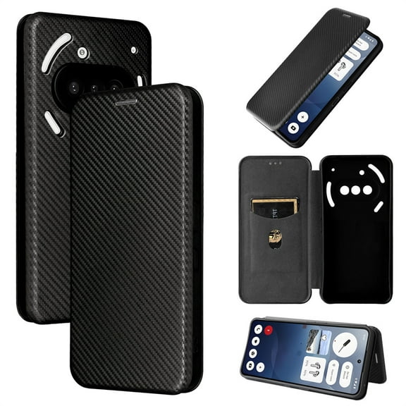 Carbon Fiber Flip Phone Case For Nothing Phone 3A Pro 2A CMF Phone 2 Pro Card Slot Shockproof Cover