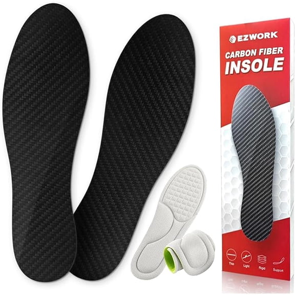 Carbon Fiber Foot Plate 1 Pair Rigid Shoe Insert Support Turf Toe, Foot Fractures, Morton Extension, Hallux Rigidus and Limitus - Alternative to Post Op Shoe