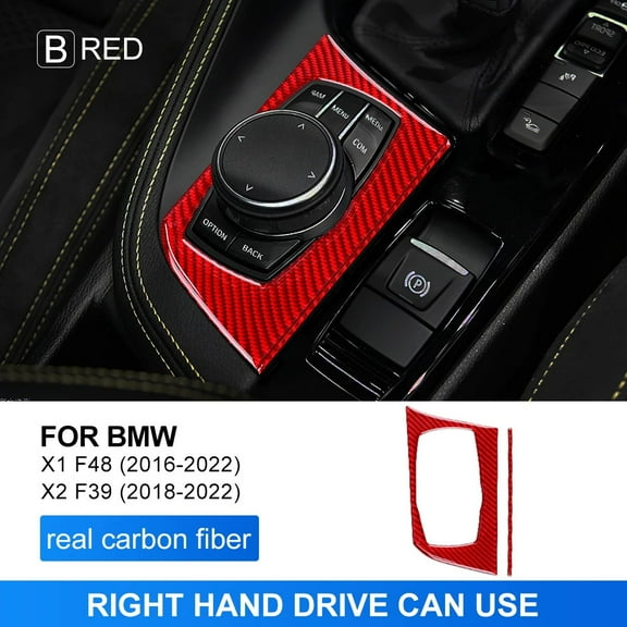 Carbon Fiber For BMW X1 F48 2016-2022 X2 F39 2018-2022 Car Multimedia Knob Frame Panel Cover Trim Sticker Interior Accessories.