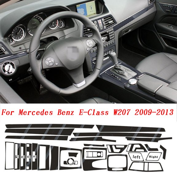 Carbon Fiber For Benz E class W207 2009-2013 Car Film Interior Sticker Center Console Gear Dashboard Air Door Handle Lift Panel