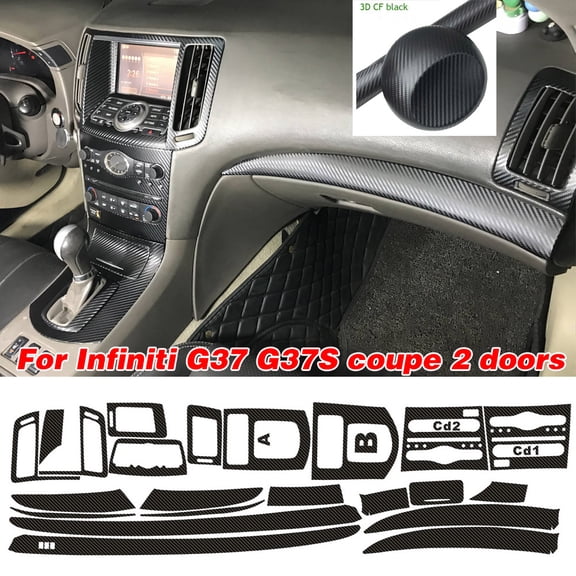 Carbon Fiber For Infiniti G37 coupe 2 doors Car Film Interior Sticker Center Console Gear Dashboard Air Door Handle Lift Panel