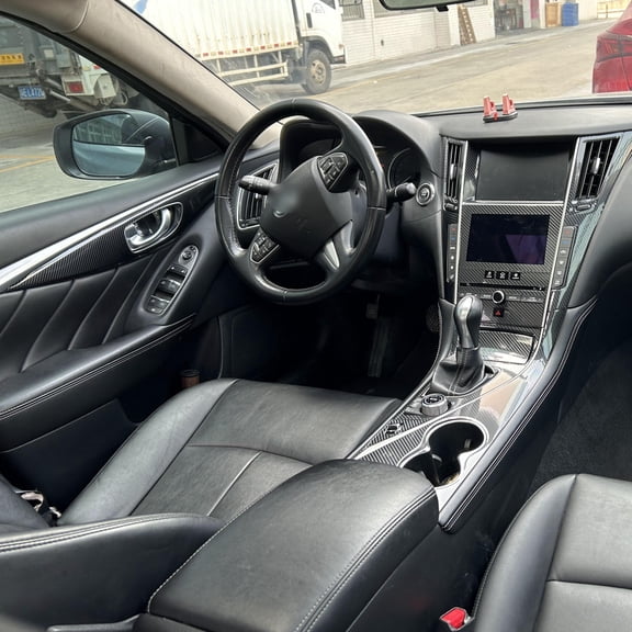 Carbon Fiber For Infiniti Q50 2014-2020 Car Film Interior Sticker Center Console Gear Dashboard Air Door Handle Lift Panel