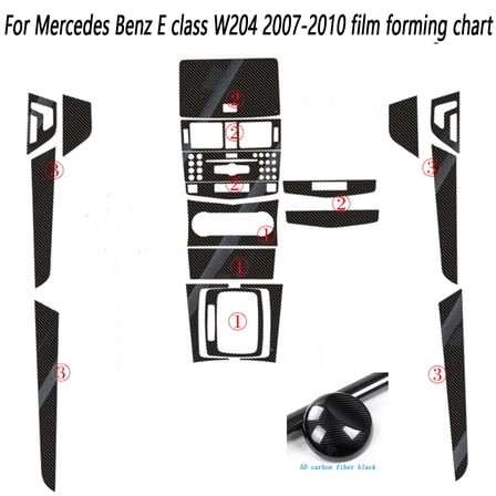 Carbon Fiber For Mercedes Benz C Class W204 2007-2010 Car Film Interior Sticker Center Console Gear Dashboard Air Door Handle Lift Panel
