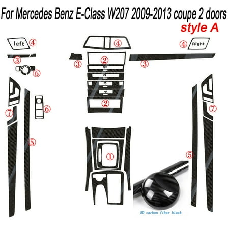 Carbon Fiber For Mercedes E Class W207 coupe 2014-2016 Car Film Interior Sticker Center Console Gear Dashboard Air Door Handle Lift Panel