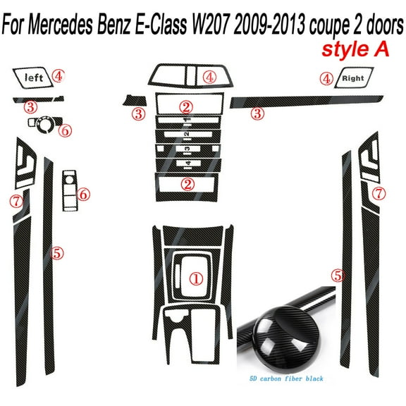 Carbon Fiber For Mercedes E Class W207 coupe 2014-2016 Car Film Interior Sticker Center Console Gear Dashboard Air Door Handle Lift Panel