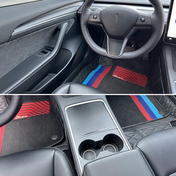 Carbon Fiber For Tesla Y Tesla 3 2021-2022 Car Film Interior Sticker Center Console Gear Dashboard Air Door Handle Lift Panel