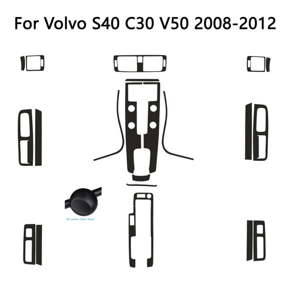 Carbon Fiber For Volvo S40 C30 V50 Car Film Interior Sticker Center Console Gear Dashboard Air Door Handle Lift Panel