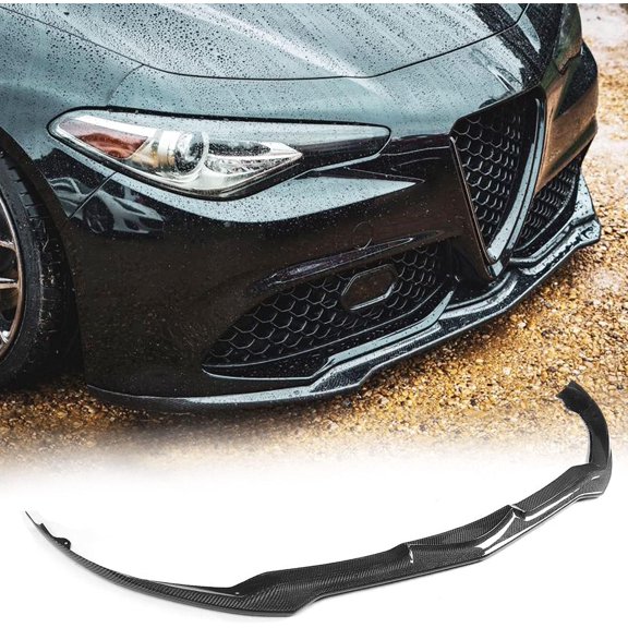 Carbon Fiber Front Bumper Lip Fits for Alfa Romeo Giulia Sport Sedan 2016-2021 Chin Spoiler Splitter Protector Air Dam Chin Diffuser