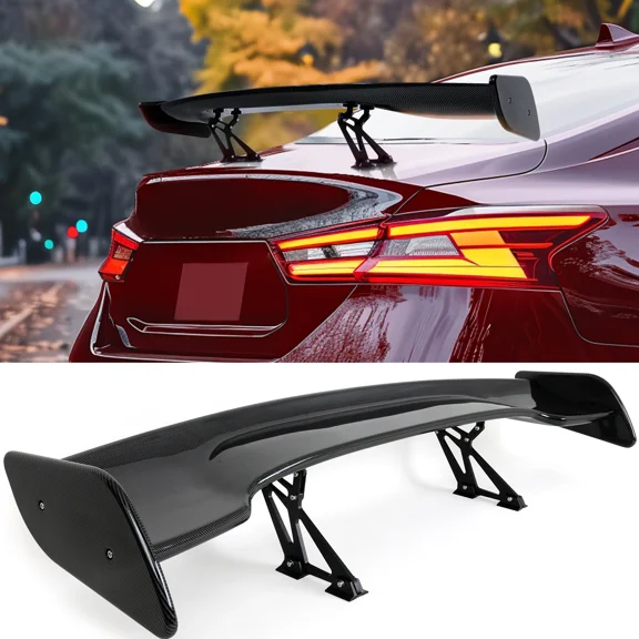 Carbon Fiber GT Wing Rear Trunk Lid Spoiler Wing Adjustable Universal 57 inch Down Force Car Rear Spoiler Wing, Racing Spoiler Wing BGW JDM Drift