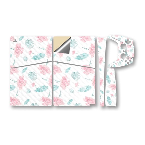 Carbon Fiber Gaming Skin Compatible With Sony PlayStation 5 PS5 Pro Bundle - Paper Flowers - Premium 3M Vinyl Protective Wrap Decal Cover - Easy To Apply | Crafted in the USA by