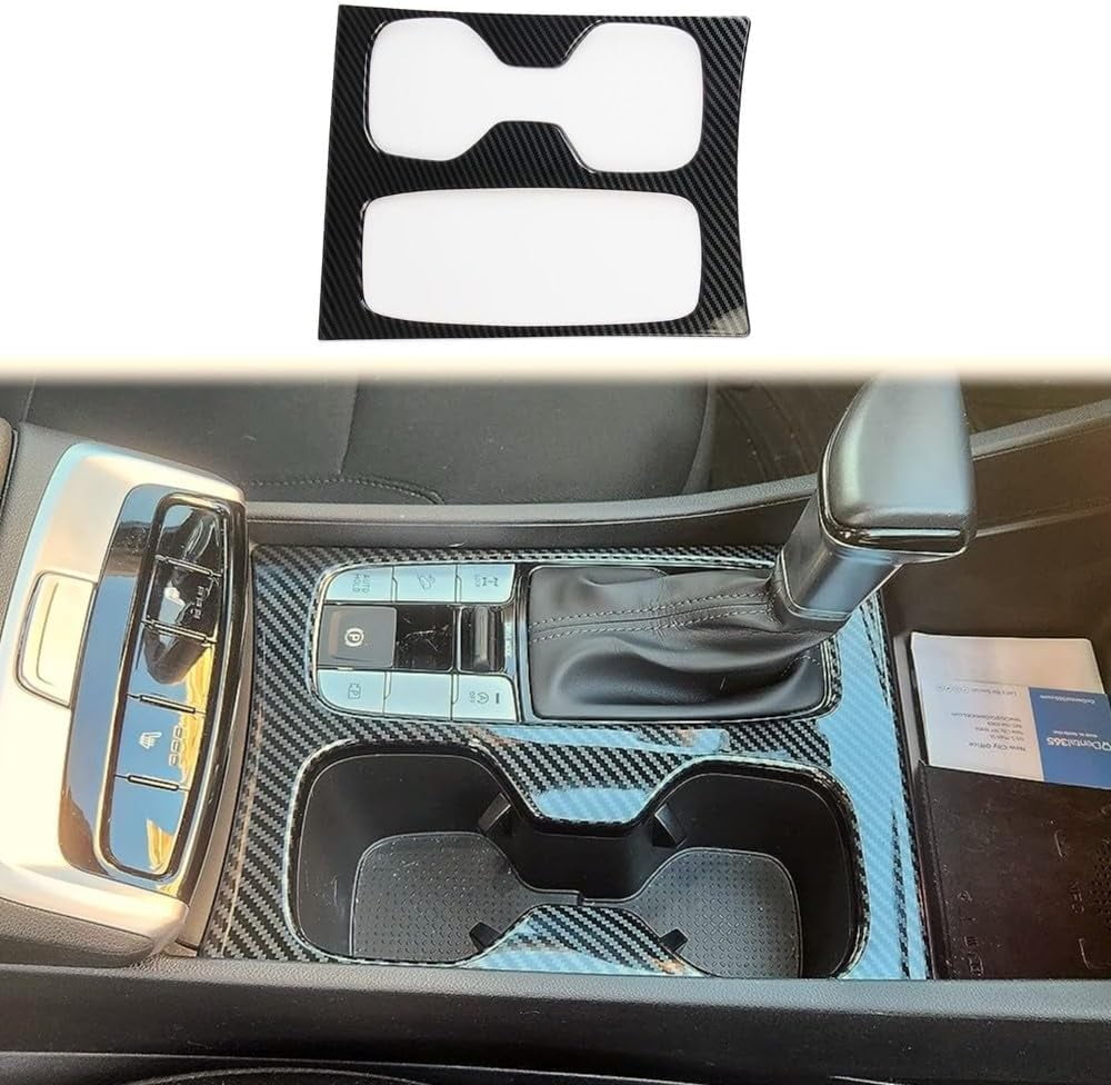 Carbon Fiber Gear Shift Console Panel Cover Trim For Hyundai Tucson 2022-2025