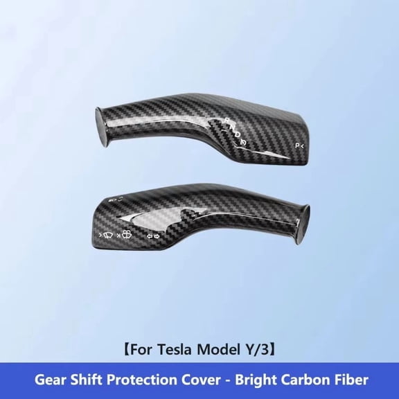 Carbon Fiber Gear Shift Cover For Tesla for Model Y Model 3, ABS for SNAP-ON Knob Case, Scratch Protection Interior Trim, Black Red(Black)