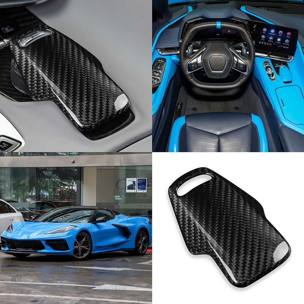 Carbon Fiber Gear Shift Knob Shifter Lever Decor Cover For Corvette C8 2020-2022