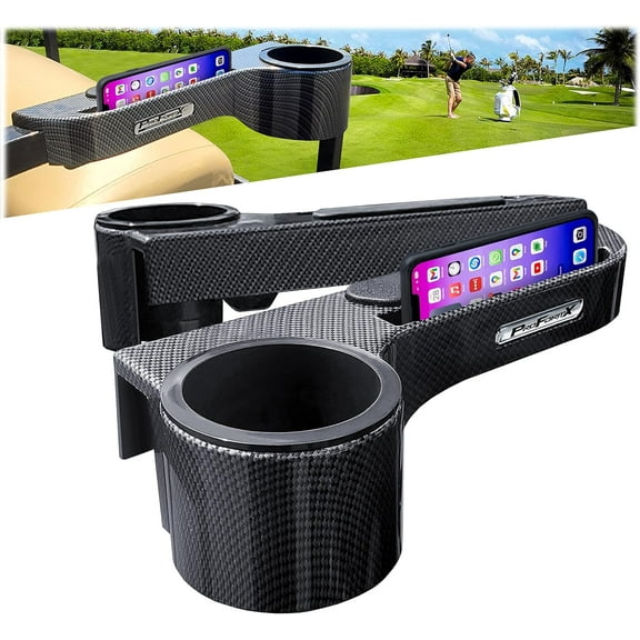Carbon Fiber Golf Cart Armrest for Golf Cart Rear Seat Kit with Cup Holder and Golf Cart Phone Holder
