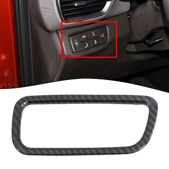 Carbon Fiber Headlight Button Frame Cover Trim for Hyundai Santa Fe 2019-2023
