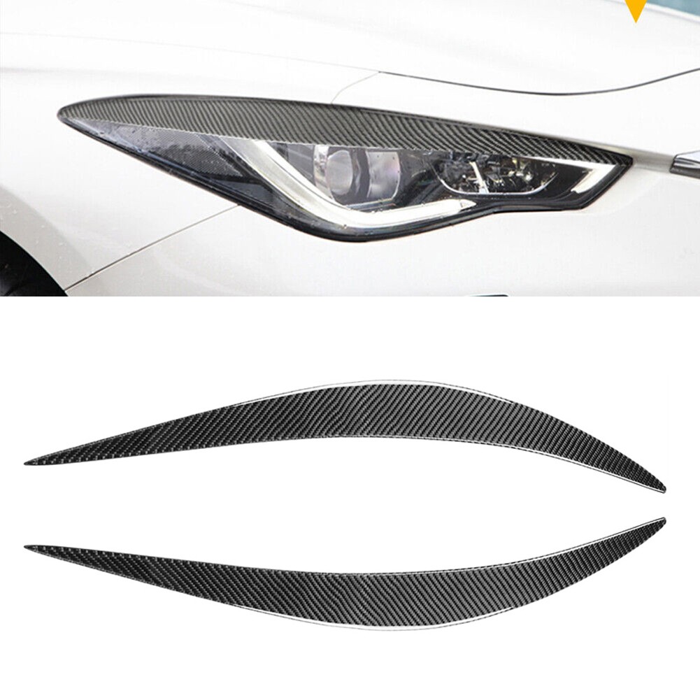 Carbon Fiber Look Headlight Eyelids Covers For Infiniti Q50 2014-2022 (Pair)