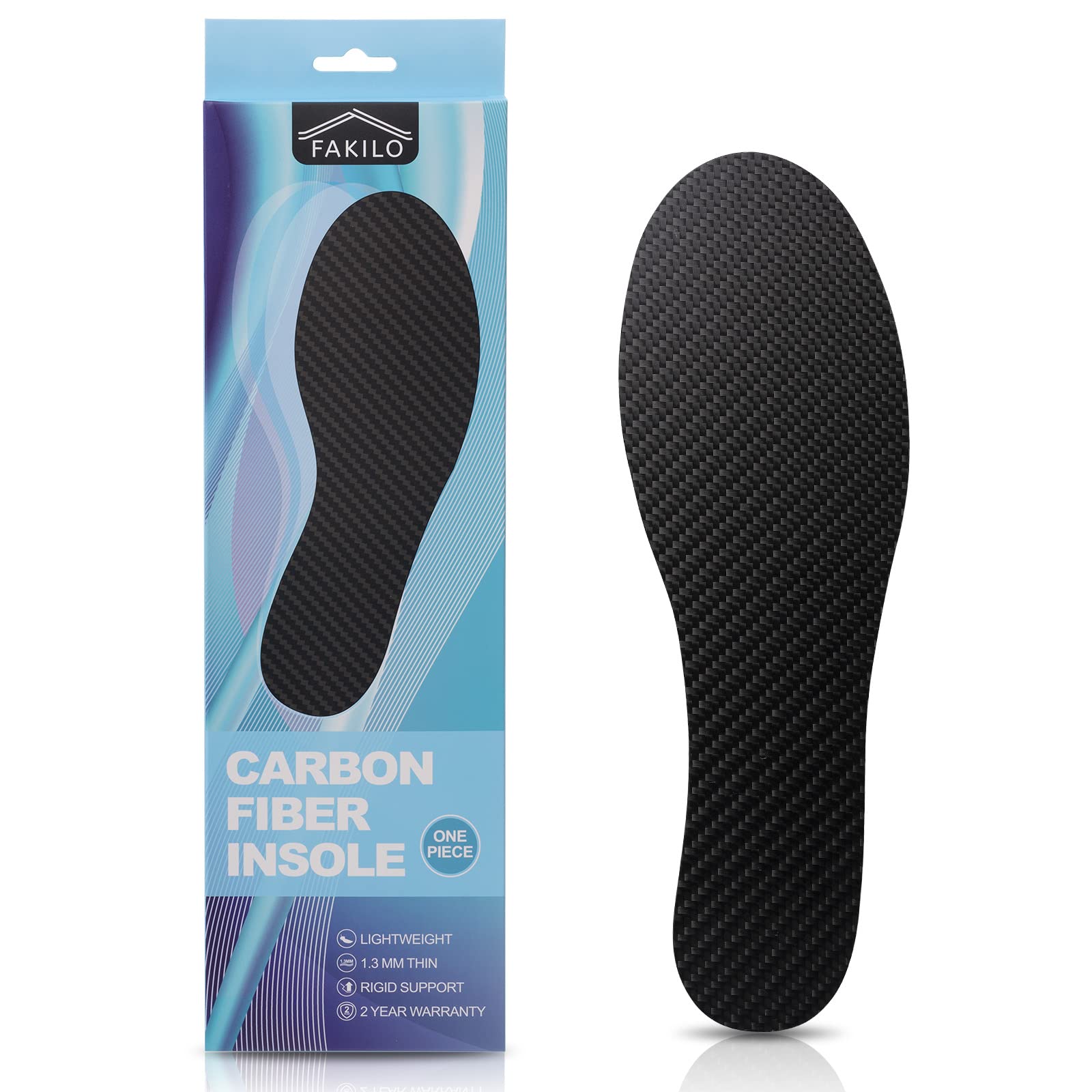 Carbon Fiber Insole 1 Piece, FAKILO Carbon Fiber Foot Plate Shoes Insert for Women Men, Rigid