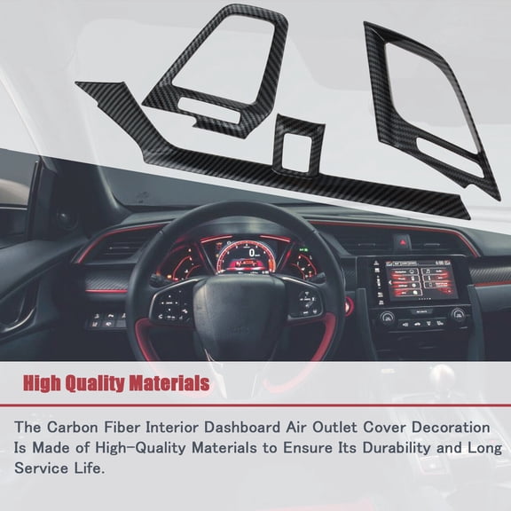 Carbon Fiber Interior Instrument Panel Air Vent Decoration Kit for Honda Civic