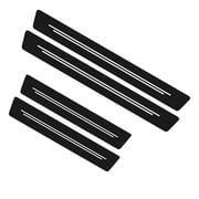 Carbon Fiber Leather Car Door Sill Guards Scratch-Resistant Trim Protectors 4PCS