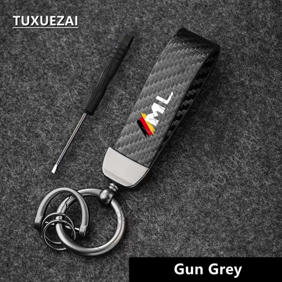 Carbon Fiber Leather Car Keychain Holder Keyring High-Grade For Mercedes Benz ML Car Key Ring With Horseshoe Buckle