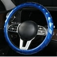 thumbnail image 1 of Carbon Fiber Leather Steering Wheel Cover Anti-Slip Soft Padded Auto Steering Wheel Protector 15 Inch 38 cm Universal Car Interior Accessories, Blue, 1 of 2