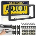 thumbnail image 1 of Carbon Fiber License Plate Frames- Black Plastic Slim Edge Car Tag Holder, with Screw Caps& Stickers, 1 of 9
