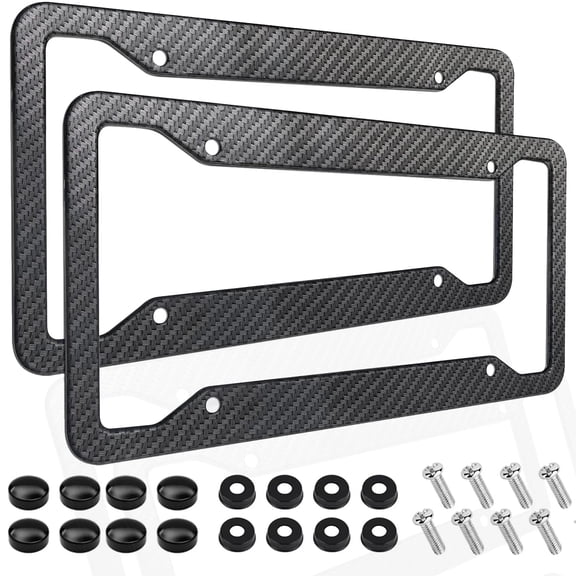 Carbon Fiber License Plate Frames,Front & Rear Car Tag Holder Cover 2Pack(Carbon Pattern)