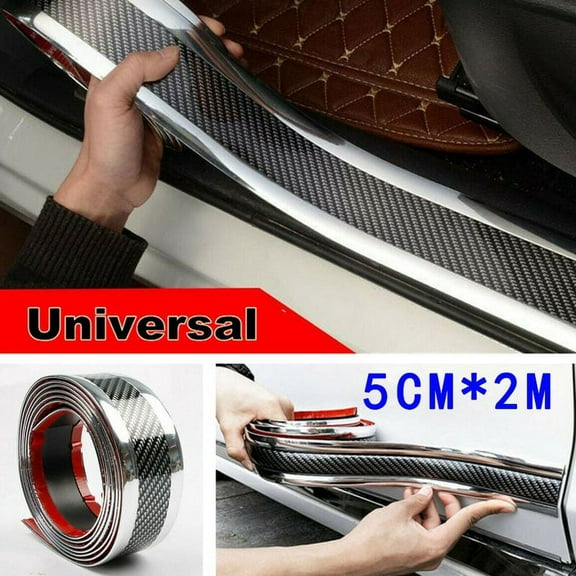 Carbon Fiber Look Car Door Plate Sill Guard Protector Anti-Scratch Strip 2m*5cm