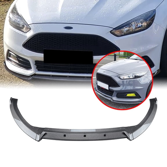 Carbon Fiber Look Front Bumper Spoiler Lip For Ford Focus ST MK3.5 2015-2018