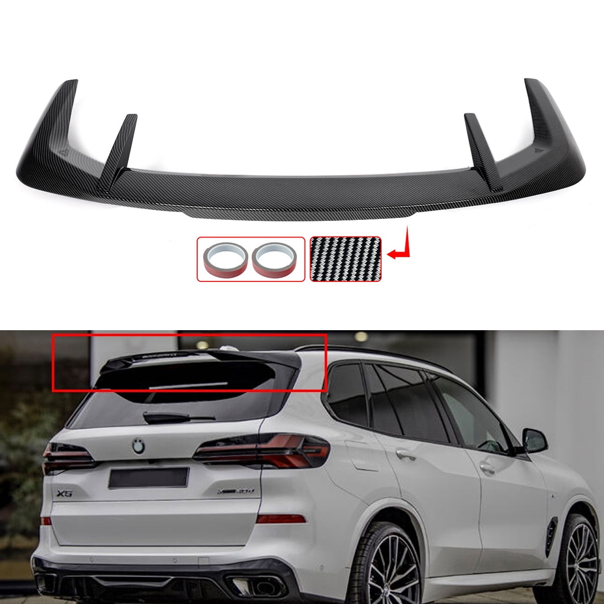 X5 Rear Window Carbon Fiber Look M Performance Style Rear Roof Window Spoiler Wing For ...