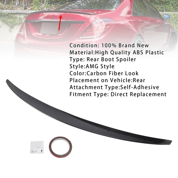 Carbon Fiber Look Rear Boot Spoiler For Mercedes-Benz S-Class W222 2014-2020